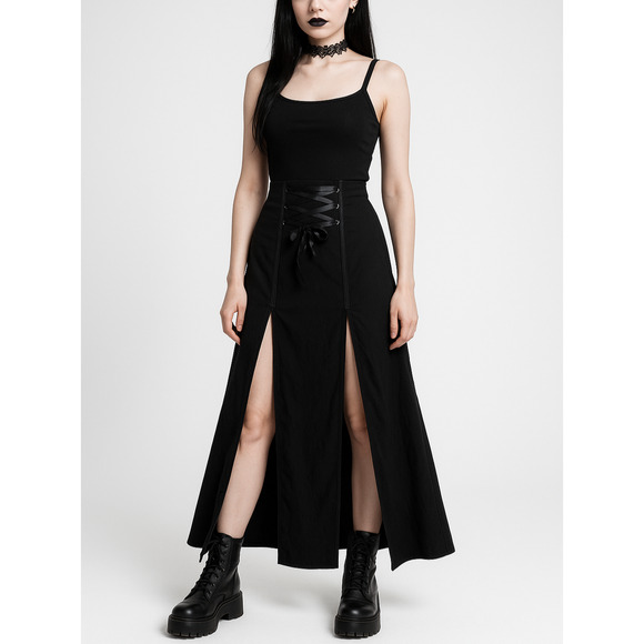 Belle Poque Dresses & Skirts - Women XL Victorian Lace Maxi Skirt Hi-Waist Ruffle Renaissance Witch Whimsy Goth